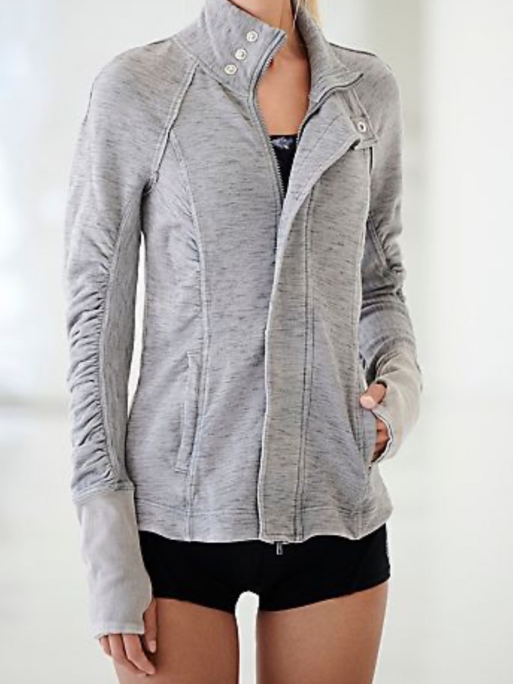 Free People Movement Cool Zip Jacket Marled Grey Size XS